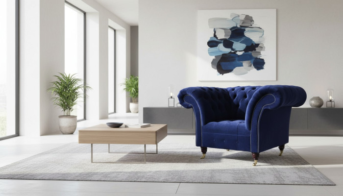 Chesterfield Textil Sessel 1 Sitzer Sofa Polster Design Luxus Modern