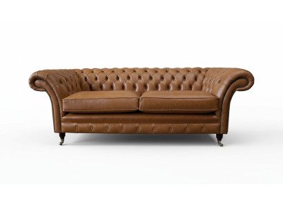Sofa 3 Sitzer Leder Sofas Couch Polster Wohnzimmer Chesterfield Dreisitzer