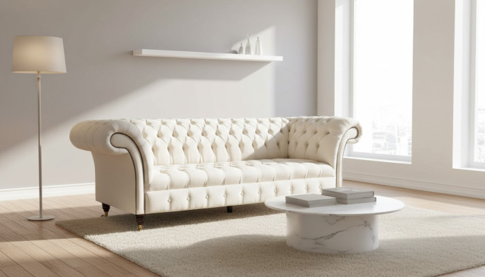 Sedací souprava Chesterfield 3místná, designová, růžové pohovky, látkové čalounění.