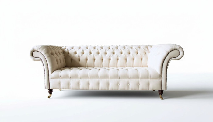 Sedací souprava Chesterfield 3místná, designová, růžové pohovky, látkové čalounění.