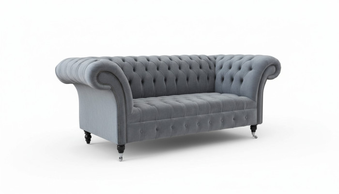 Chesterfield Sofa 3 Sitzer Luxus Couch Wohnzimmer Sofas Grau Stoffsofa