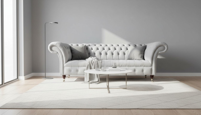 Chesterfield Textil Sofa Couch 3 Sitzer Polster Sitz Grau Sofas Big Neu