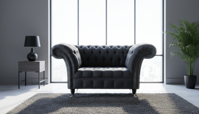 Garniturka Potahová pohovka Látka Chesterfield Pohovky 1,5 Místná jednolůžko Šedá