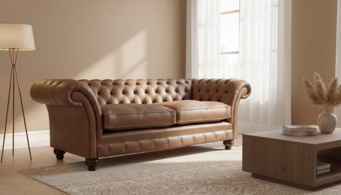 Chesterfield Sofa Design Luxus Kožená Pohovka Klasická Pohovka 3 Místná