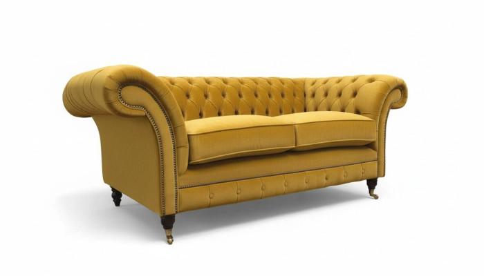 Sofa 2 Sitzer Couch Polster Sofa Textil Stoff Chesterfield Couchen Neu
