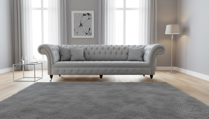 Chesterfield Sofa 4 Sitzer Designer Couchen Couch Stoff Polster Textil