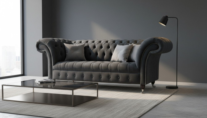 Sofa 2 Sitzer Couch Design Chesterfield Sitz Luxus Textil Polster Neu