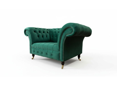 Šedá pohovka Chesterfield Design Křeslo křesílko polštář luxusní textilní.