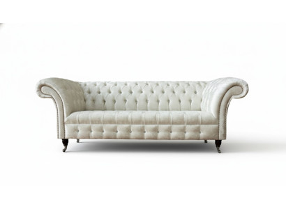 Třísedák Bílá Látka Obývací pokoj Design Pohovky Pohovka Chesterfield Couch