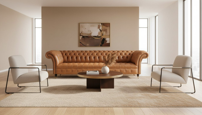 Ledersofa Chesterfield 4 Sitzer Couchen Luxus Leder Couchen Polster Wohnzimmer