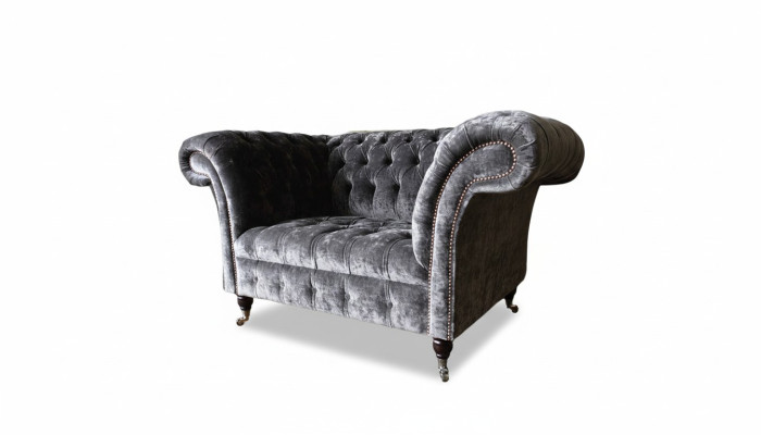 Design Chesterfield látková pohovka křeslo 1,5 místné čalouněné loungové křeslo nové