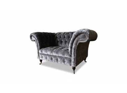 Design Chesterfield látková pohovka křeslo 1,5 místné čalouněné loungové křeslo nové