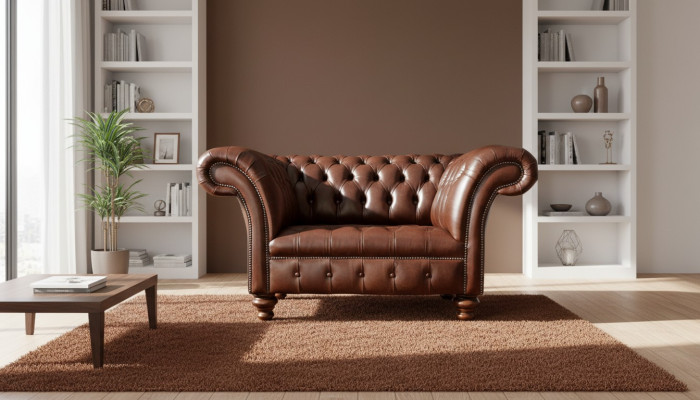 Chesterfield Sofa Wohnzimmer Sofas Couch Polster Leder Modern 1,5 Sitzer