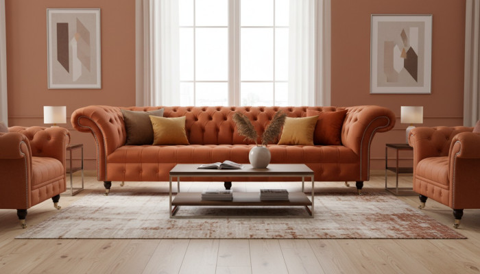 Britische Chesterfield Polster Luxus Sofa Design Couch Klassische Sofa 4 Sitzer