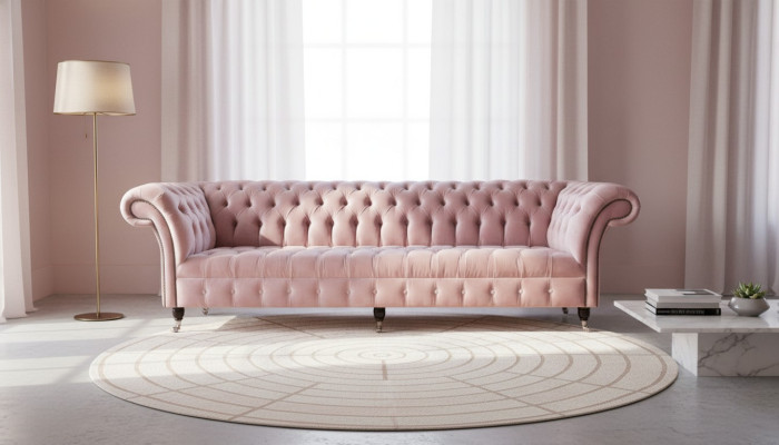 Chesterfield Rosa Couch Sofa Polster 4 Sitzer Couchen Sitz Sofas