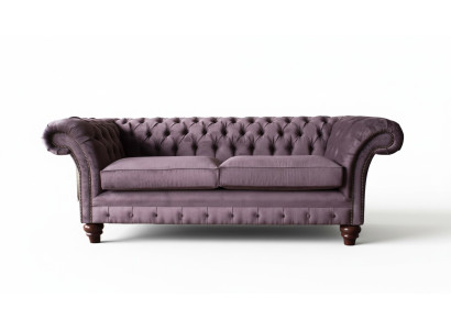 Chesterfield Lila Sofa 3 Sitzer Wohnzimmer Stoff Couch Polster Sofas