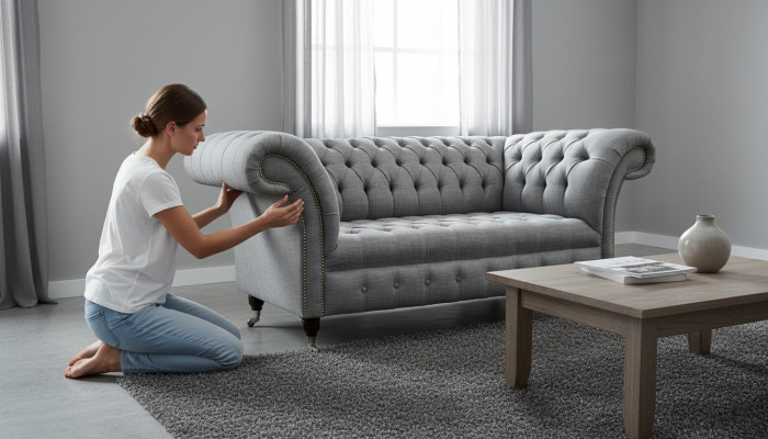 Chesterfield Zweisitzer Couch Polster Sofa Textil Couchen Stoff Luxus