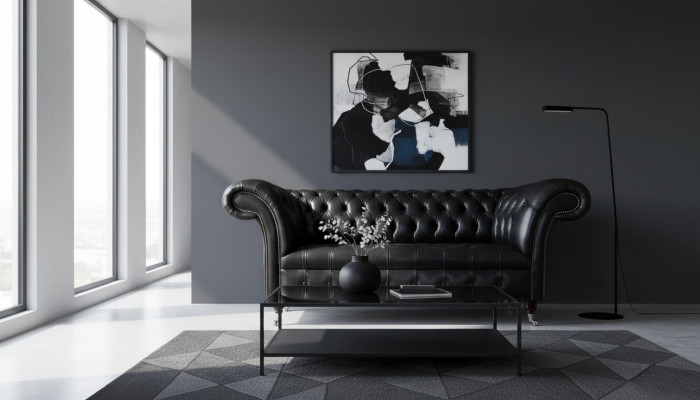 Dreisitzer Luxus Sofa 3 Sitzer Sofas Sitzer Leder Schwarz Chesterfield