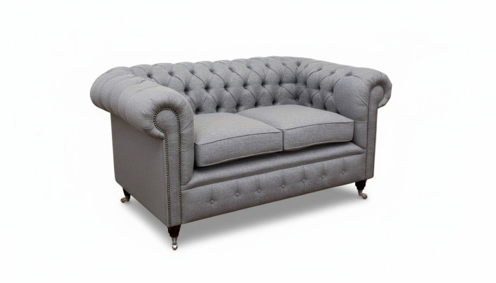Chesterfield kancelářský nábytek sedací souprava pohovka 2 sedadla textil šedá