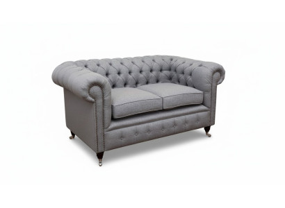 Chesterfield kancelářský nábytek sedací souprava pohovka 2 sedadla textil šedá