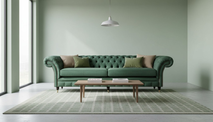 Pohovka 4místná Zelená Obývací pokoj Moderní Design Potah Látka Luxus
