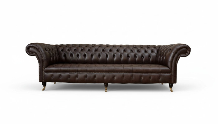 Sofa 4 Sedací Chesterfield Pohovka Luxus 245cm Kožená Pohovka Nábytek