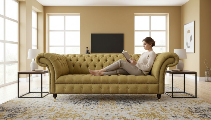 Chesterfield Dreisitzer Luxus Sofa 3 Sitz Sofas Sitz Design Couch Möbel Beige