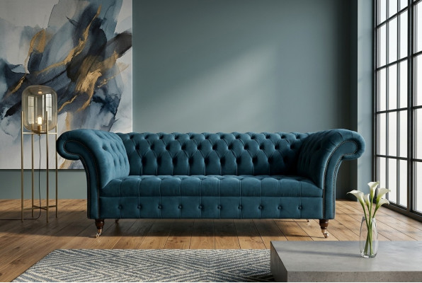 Chesterfield Sofa 3 místný potahové sedačky Luxus látkového designu