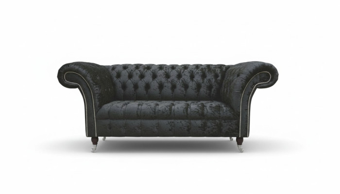 Englische Chesterfield Büro Sitzmöbel Einrichtung Sofa Couch 2 Sitz Schwarz