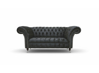 Englische Chesterfield Büro Sitzmöbel Einrichtung Sofa Couch 2 Sitz Schwarz
