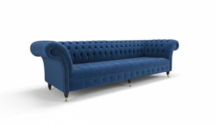 Chesterfield Velká Pohovka Pohovka Textil Samt Polstrování Pohovky 4 Místná Pohovka