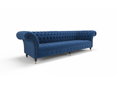 Chesterfield Velká Pohovka Pohovka Textil Samt Polstrování Pohovky 4 Místná Pohovka