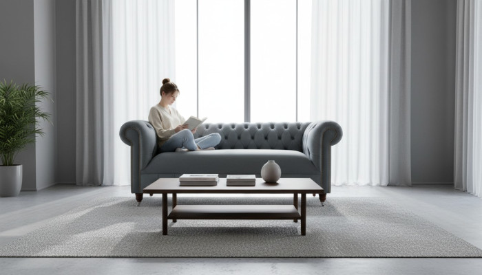 Chesterfield Textil Sofa 3 Sitzer Dreisitzer Luxus Möbel Design Lounge