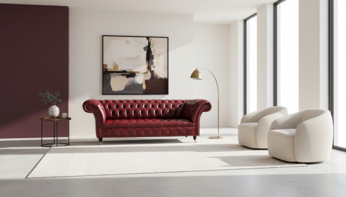 Chesterfield 3 Sitzer Leder Couch Polster Luxus Braun Sofa Möbel 230cm