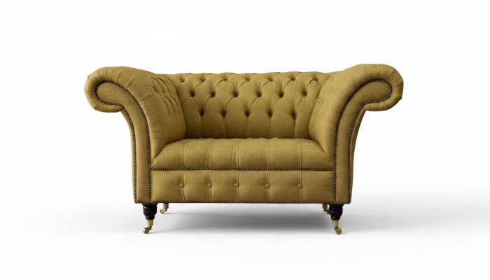 Chesterfield Sessel Design Polster Sofa Couch Braun Textil Möbel Neu