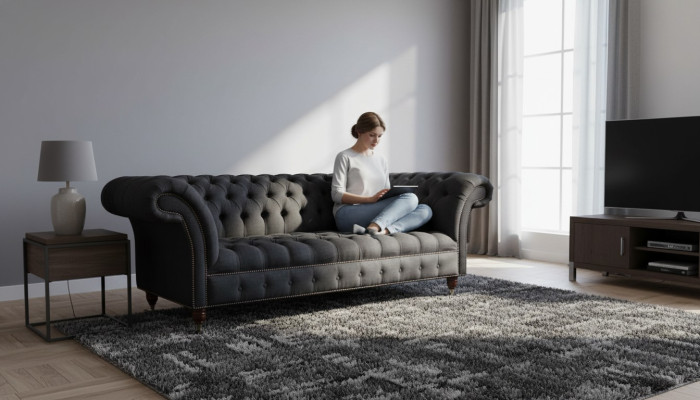 Chesterfield Dreisitzer Sofa 3 Sitzer Couch Polster Couchen Design Textil