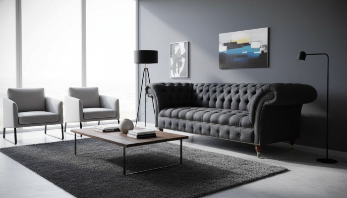 Chesterfield Dreisitzer Sofa 3 Sitzer Couch Polster Couchen Design Textil
