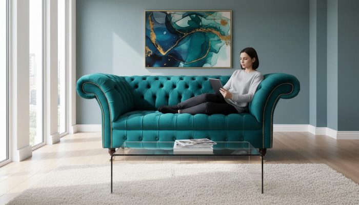 Sofa 2 Místný Design Pohovky Potahové Pohovky Textilní Chesterfield Sedadlo