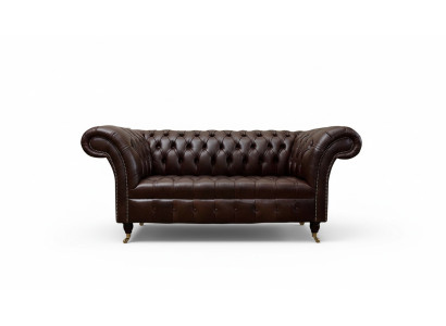 Pohovka gauč Chesterfield Polštářové pohovky 2 místa Kůže Textil Lounge Nové