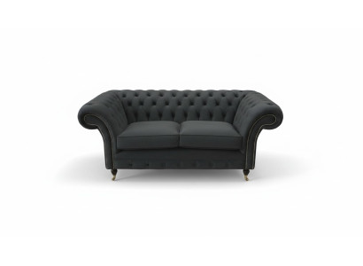 Chesterfield Schwarz 2 Sitzer Couch Polster Couchen Design Sofa Textil