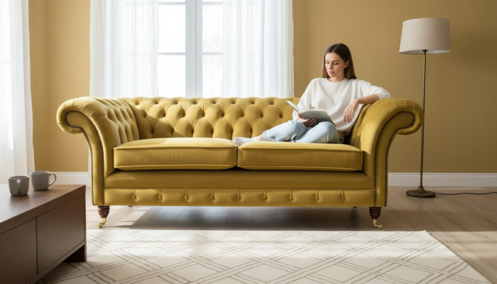 Chesterfield Sofa 3 Sitz Design Couch Dreisitzer Luxus Möbel Stil Textil