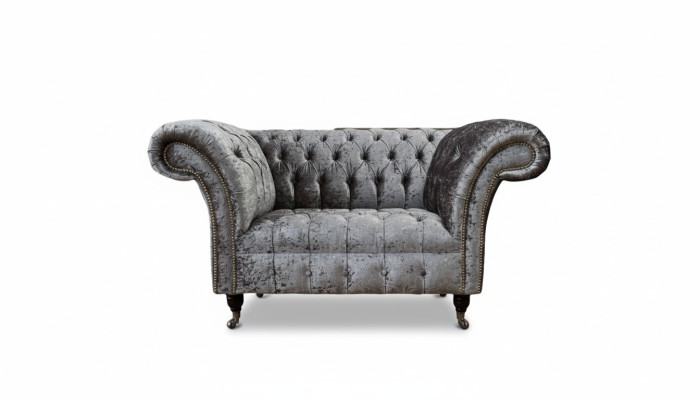 Chesterfield křeslo Design Potahová pohovka Křeslo Chesterfield Textil Stříbrné