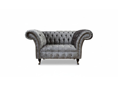 Chesterfield křeslo Design Potahová pohovka Křeslo Chesterfield Textil Stříbrné