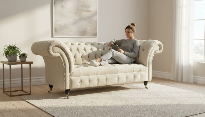 Zweisitzer Couch Polster Sofa 2 Sitz Textil Stoff Luxus Chesterfield Neu