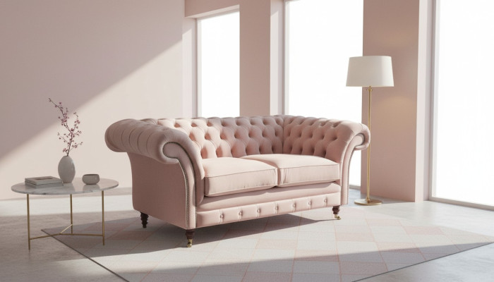 Sofa 2 Sitzer Couch Polster Chesterfield Wohnzimmer Design Textil Neu