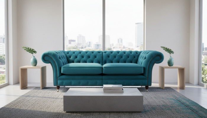 Design Sofa 3 Sitzer Couch Chsterfield Polster Sofas Wohnzimmer Design