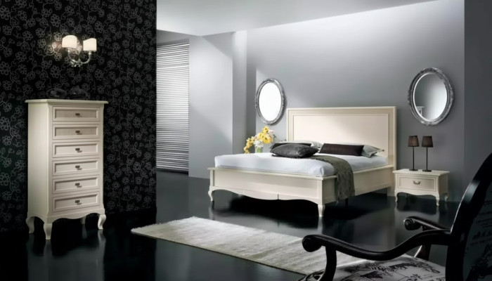 Postel 2x Noční stolky 4 ks. Ložnice Nastavení nábytku Komoda Luxury Nový