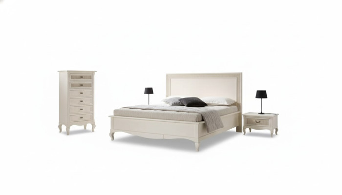 Postel 2x Noční stolky 4 ks. Ložnice Nastavení nábytku Komoda Luxury Nový