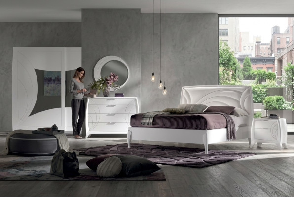 Luxus ložnice sada postel 2x noční stolek design komoda nábytek 6ks