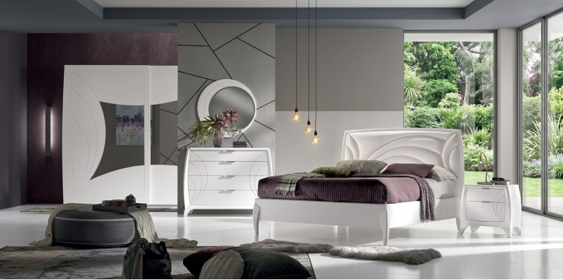 Luxus ložnice sada postel 2x noční stolek design komoda nábytek 6ks